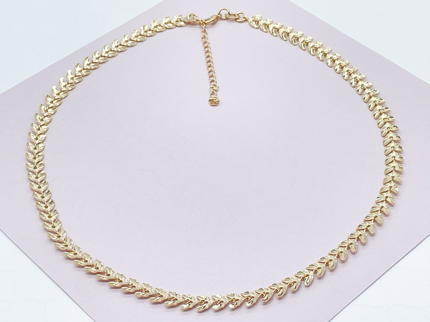 18k Gold Filled Fishtail Choker: Hypoallergenic Chevron Necklace