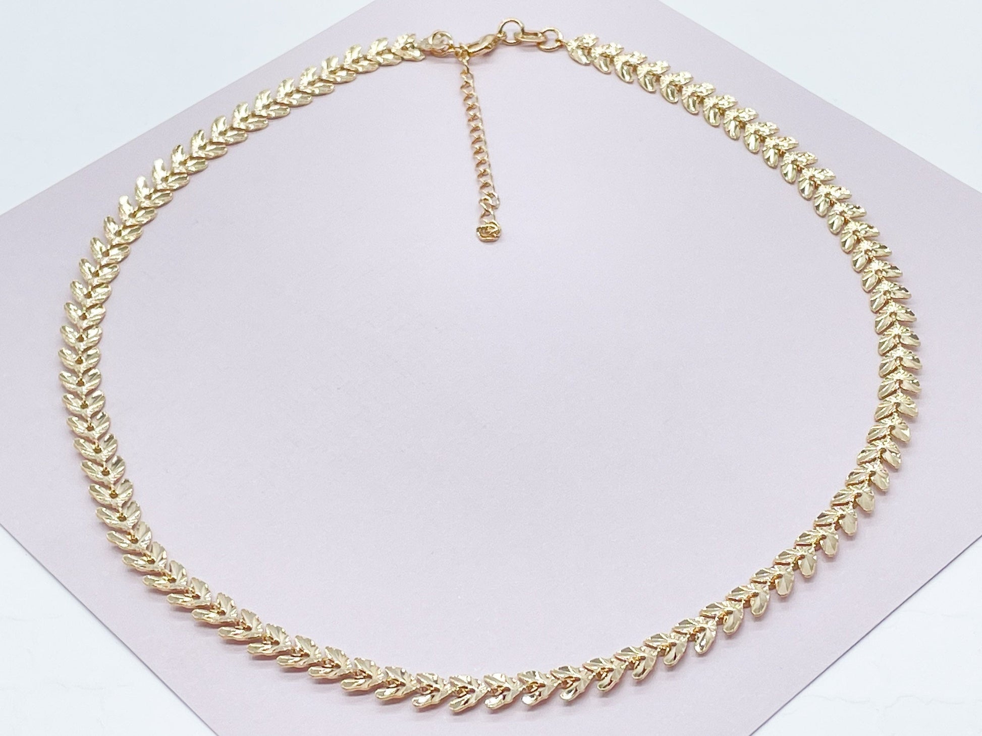 18k Gold Filled Fishtail Choker: Hypoallergenic Chevron Necklace