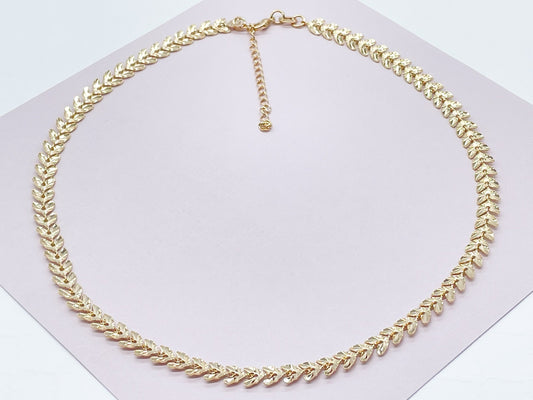 18k Gold Filled Fishtail Choker: Hypoallergenic Chevron Necklace