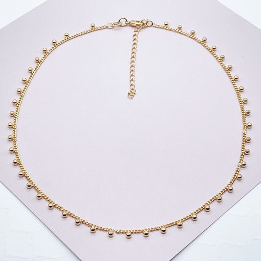 18k Gold Filled Little Dots Choker Hanged in Curb Chain