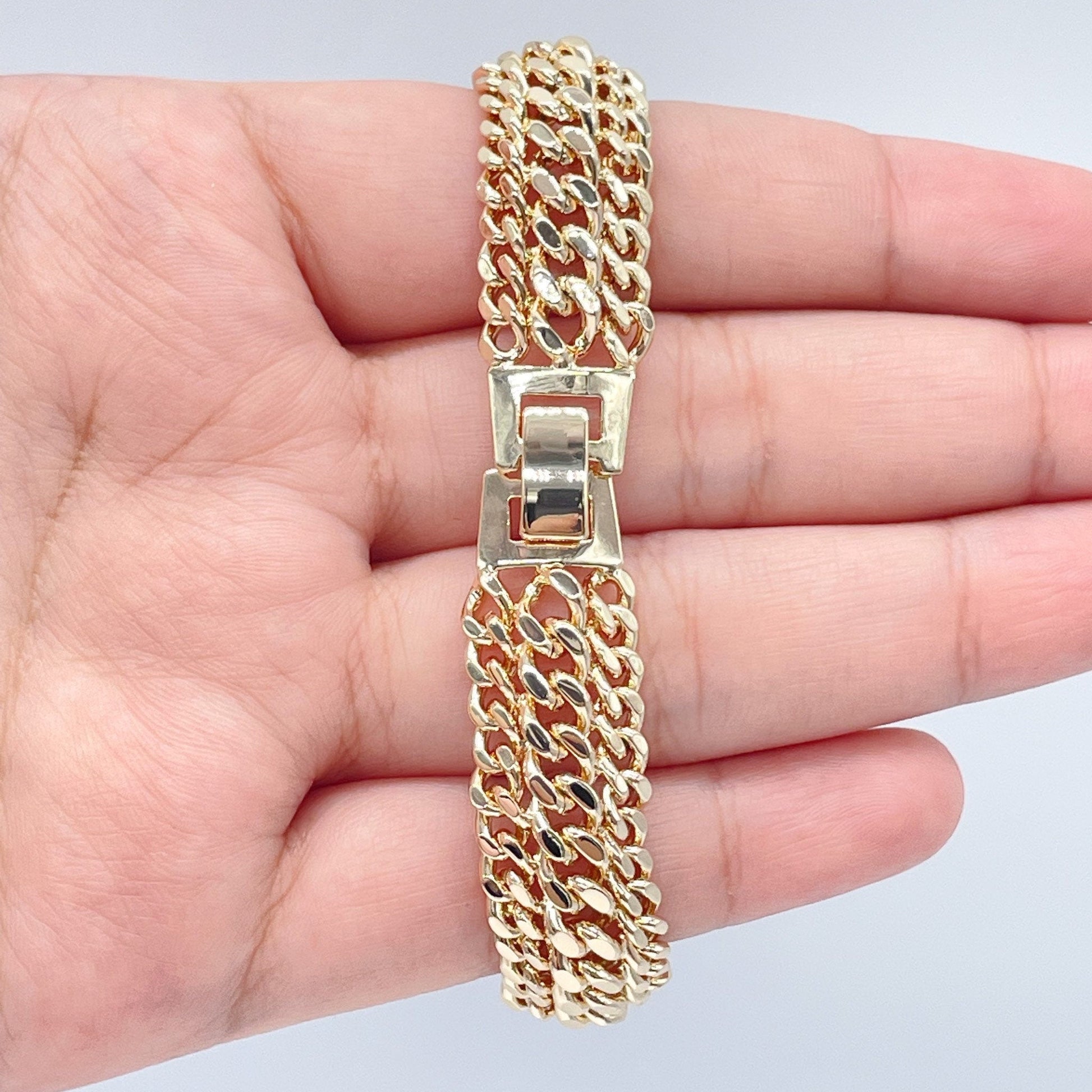 18k Gold Filled Thick Plain Cuban Link Fancy Set