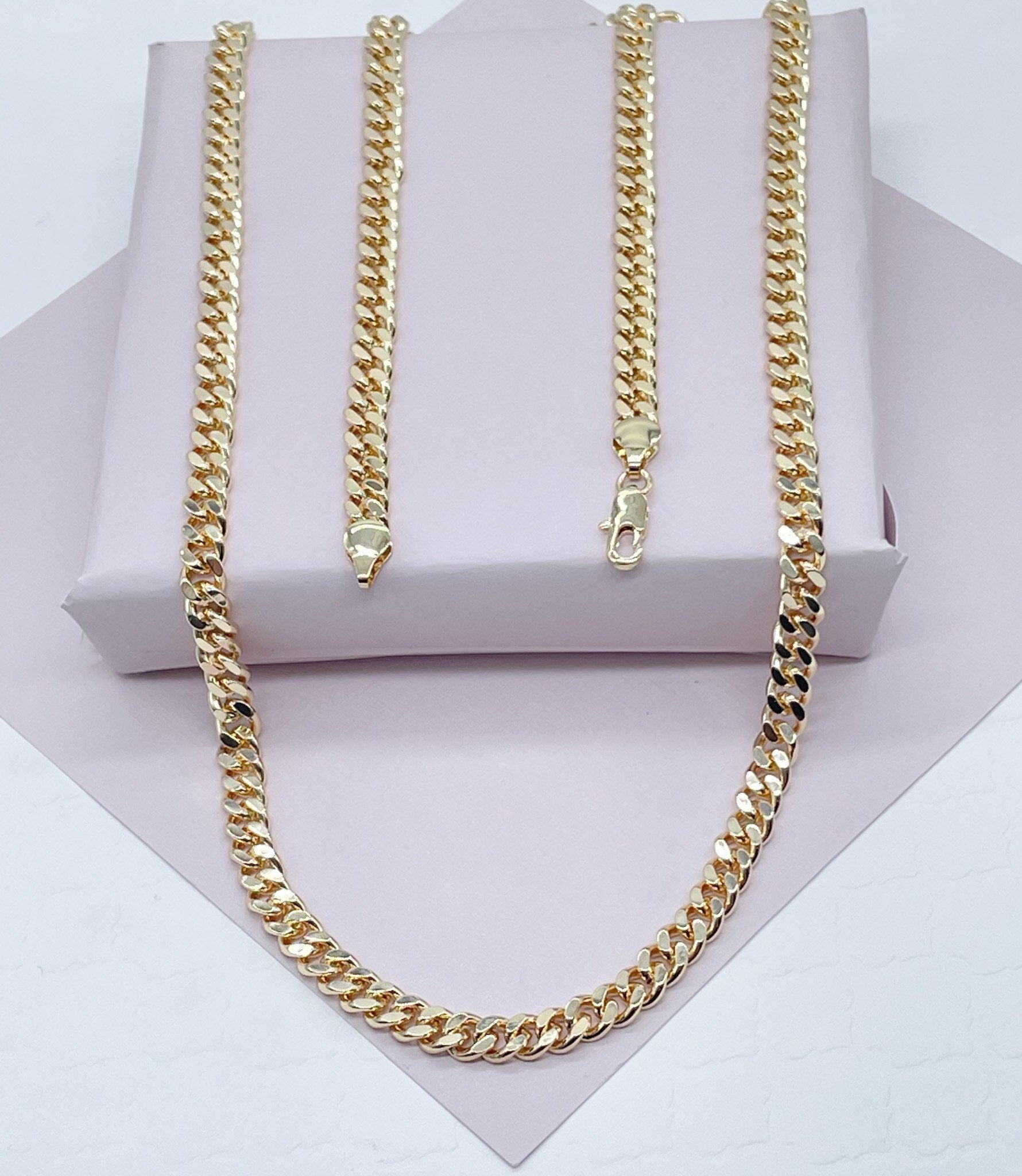 18k Gold Filled Cuban Link Chain: 6mm Miami Curb Necklace