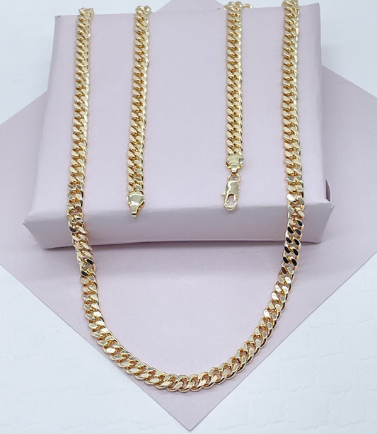 18k Gold Filled Cuban Link Chain: 6mm Miami Curb Necklace