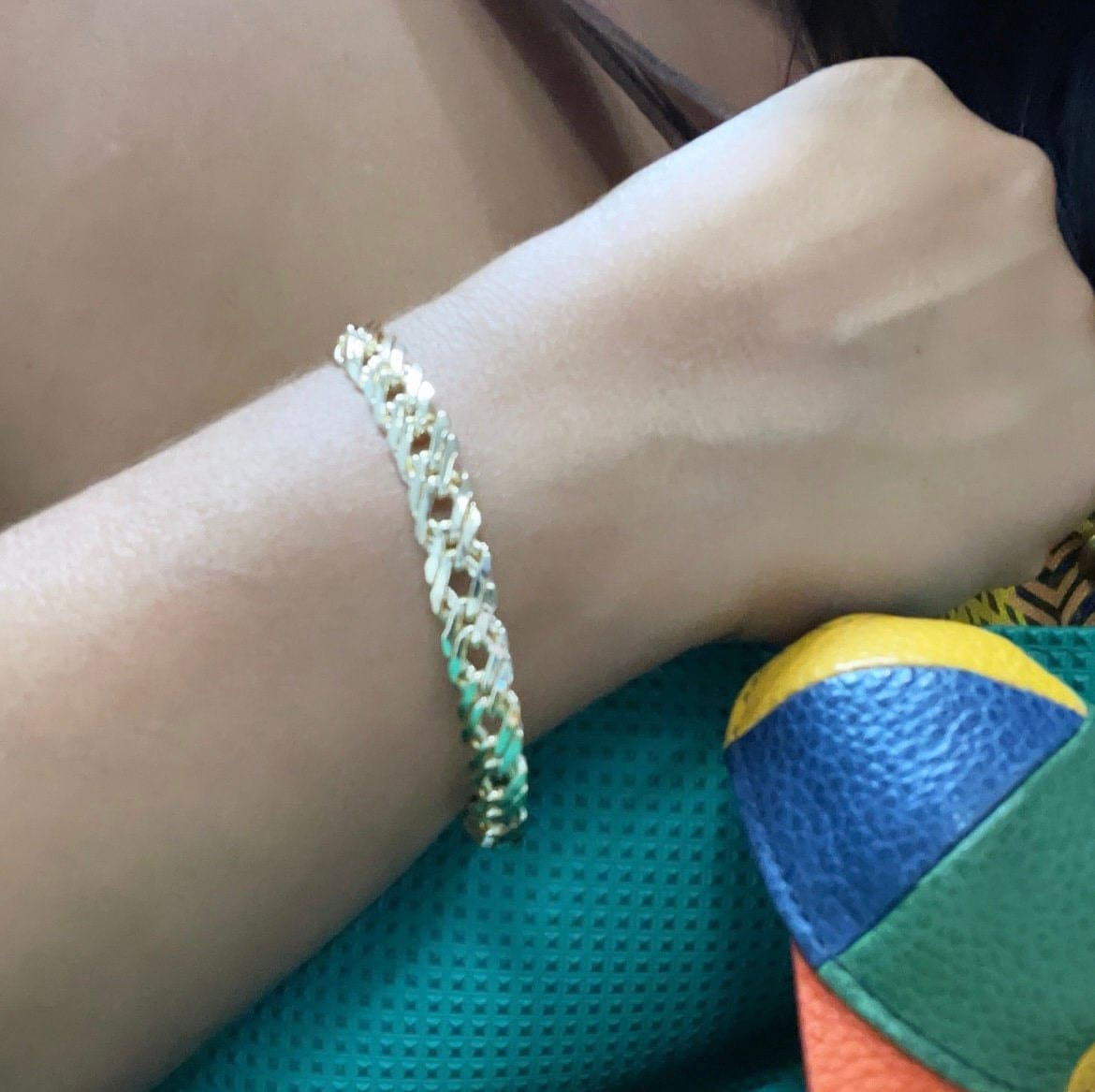 18k Gold Filled Double Cuban link bracelet In Available in Size 8 Inches by