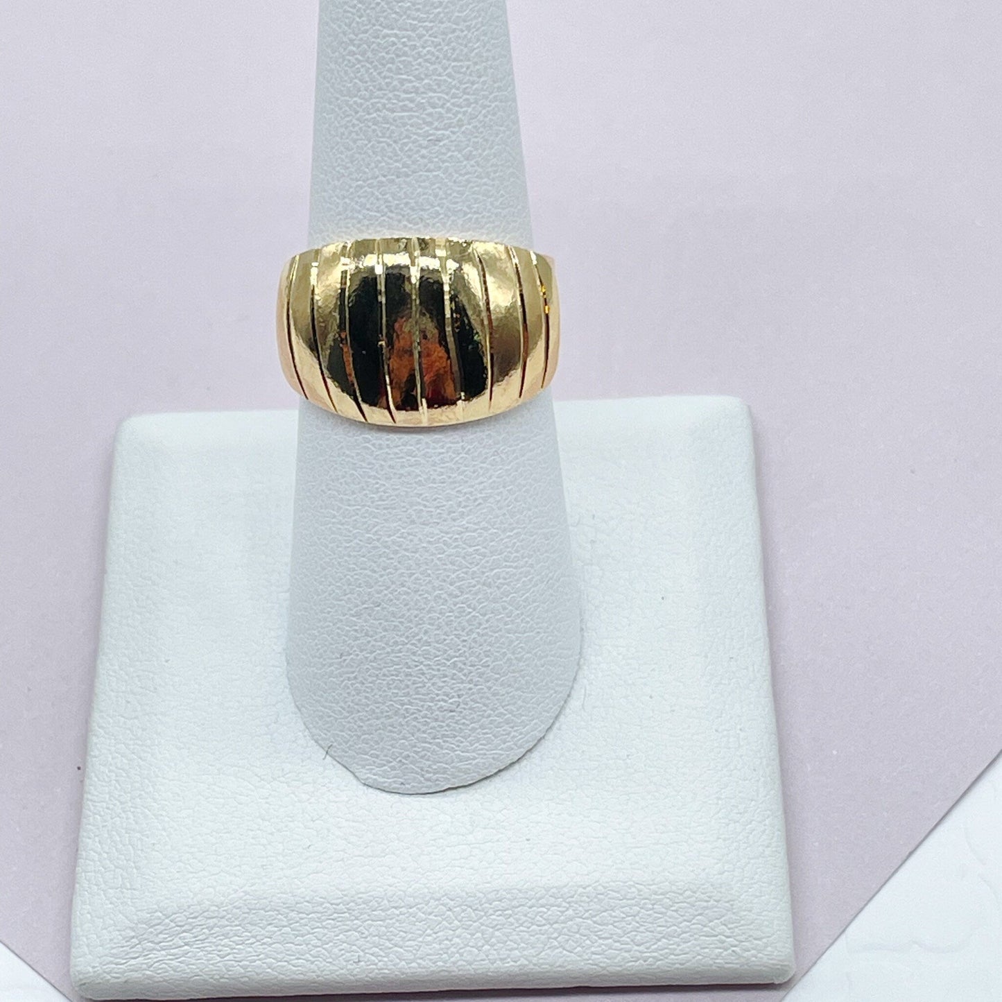 18k Gold Filled Eight Stripes Plain Ring Diamond Cut Surface Light & Hollow Ring better fit and comt