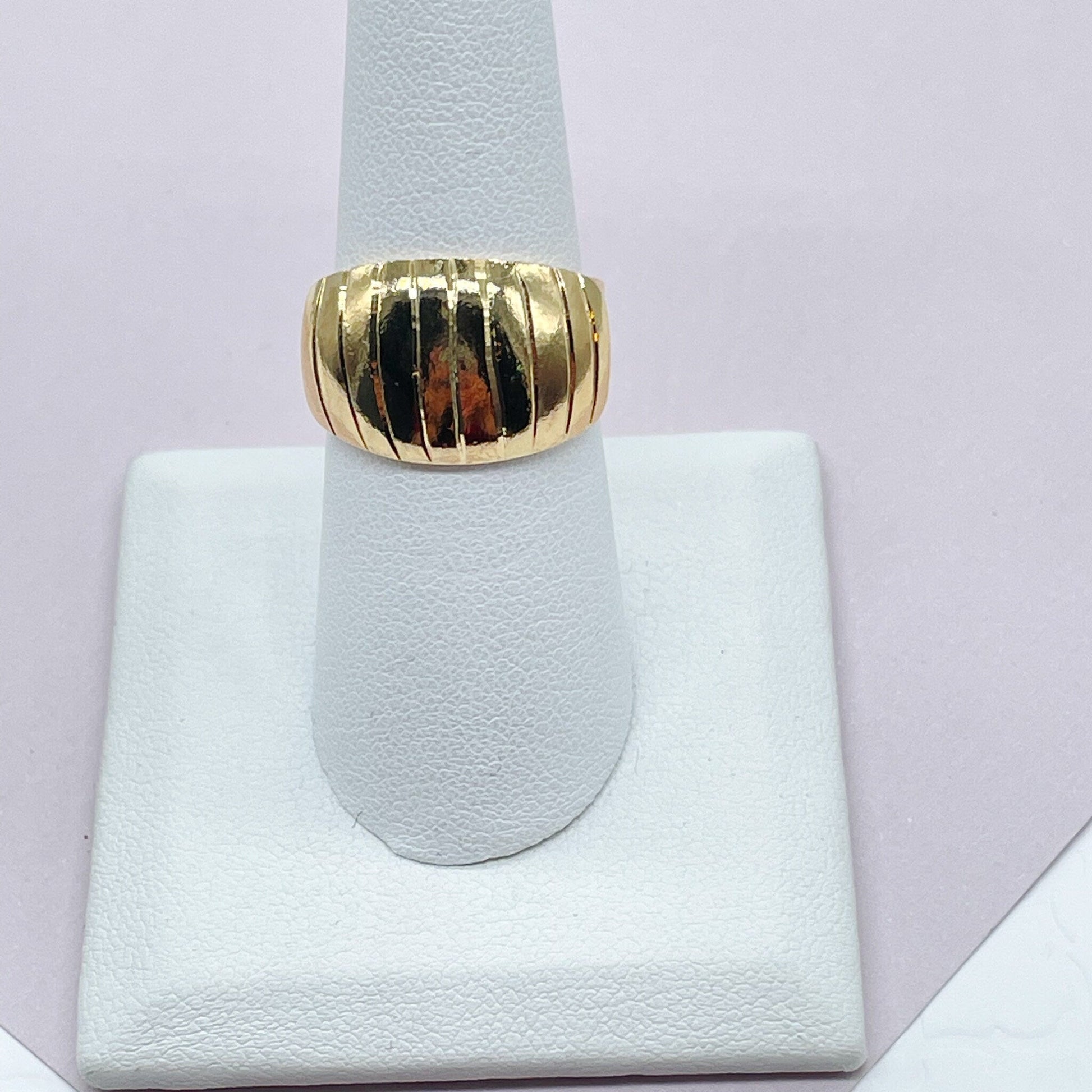 18k Gold Filled Eight Stripes Plain Ring Diamond Cut Surface Light & Hollow Ring better fit and comt