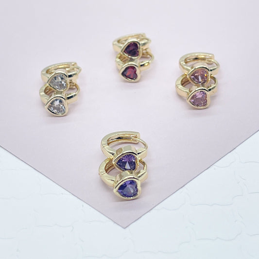 18k Gold Filled Heart Huggie Earrings: Hypoallergenic Small Hoops