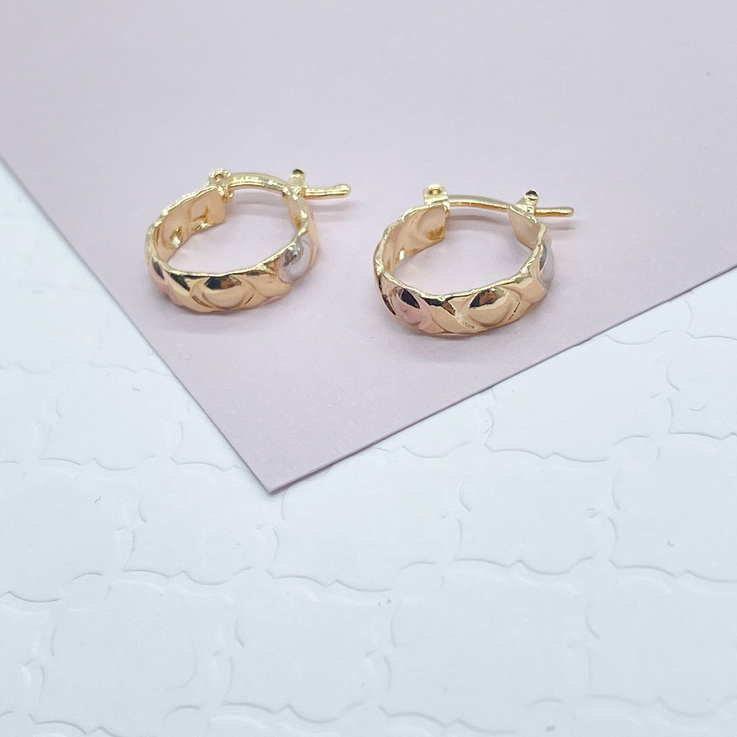 18k Gold Filled XOXO Small Hoop Earrings Hypoallergenic Jewelry Wholesale