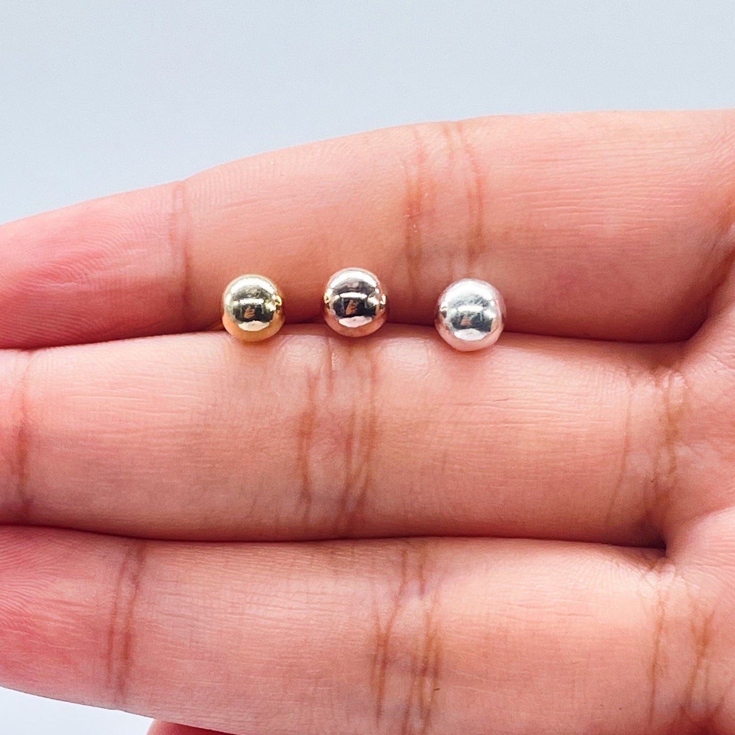 18k Gold Filled Plain Solid 6mm Ball Stud Earrings Available In Gold, Silver And Rose Gold And Jewelry Making Supplies