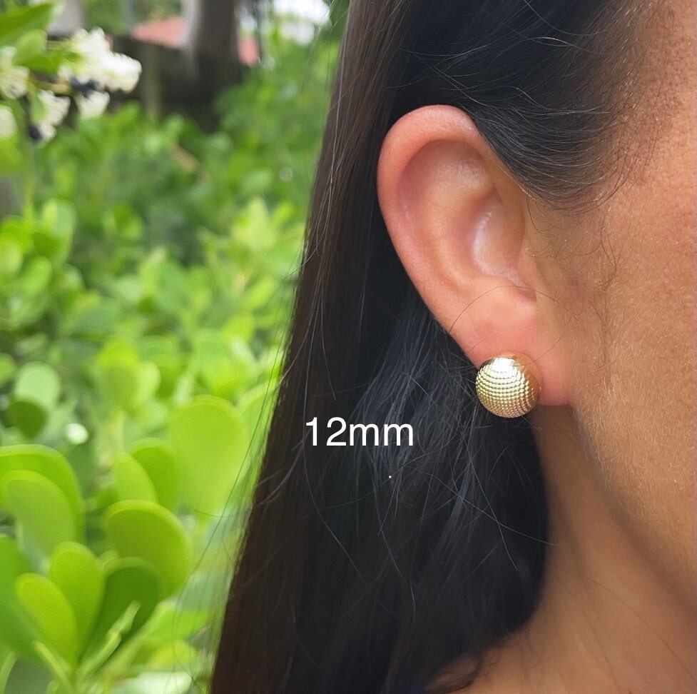 18k Gold Filled Diamond-Cut Cross Pattern Ball Stud Earrings Available Sizes Small, Medium, Large And Jewelry Making Supplies