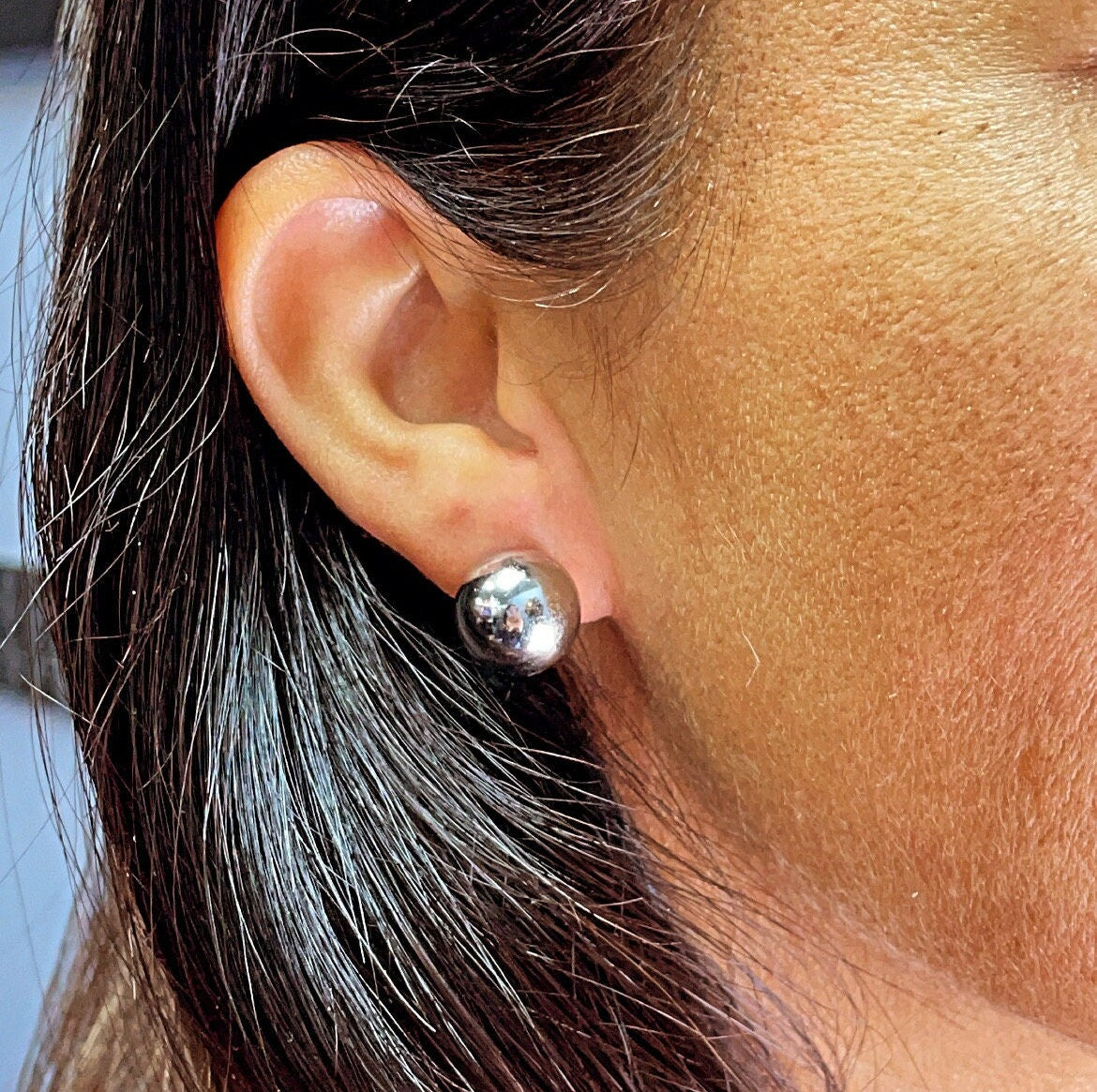 18k Gold Filled Ball Stud Earrings: 13mm, Minimalist Style