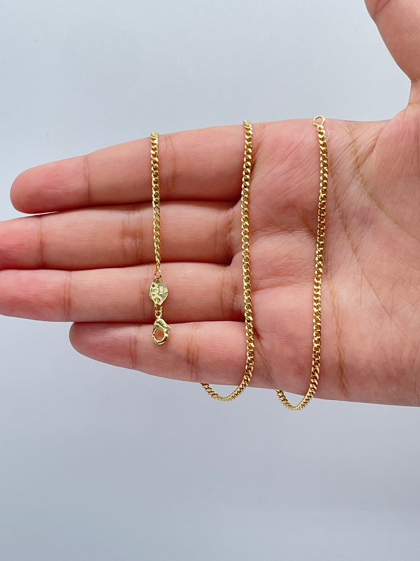 18k Gold Filled thin Cuban Link Chain 2.4mm Dainty Jewelry Making Supplies