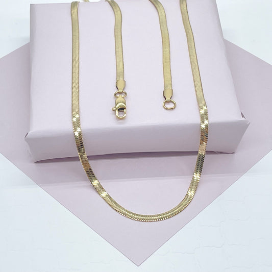 18k Gold Filled Herringbone Chain 4mm Necklace For Wholesale And Jewelry
