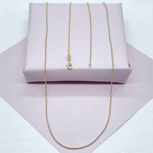 18k Gold Filled Thin Ball Beaded Chain 1 mm Thickness