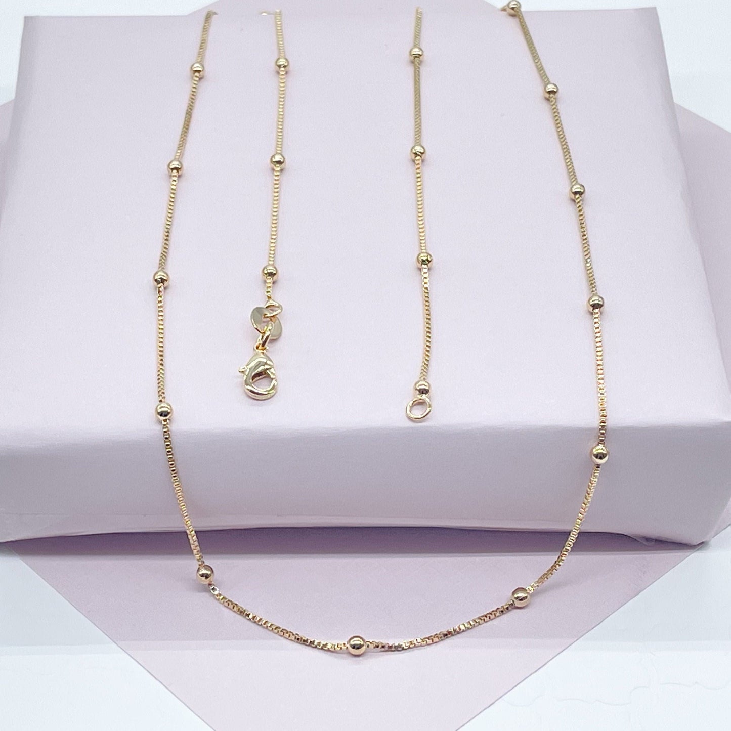 18k Gold Layered Satellite Chain 1mm Necklace