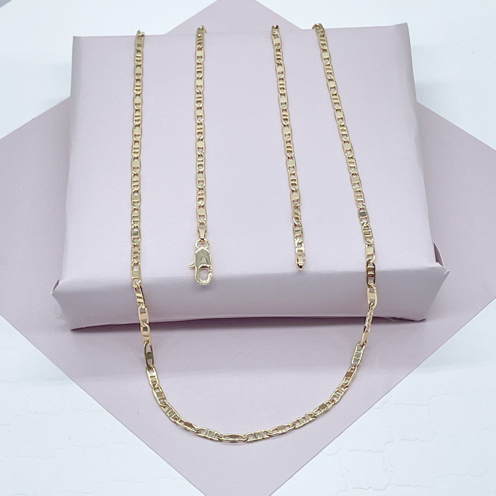 18k Gold Filled Thin Mariner Chain 3mm Necklace and Jewelry Supplies