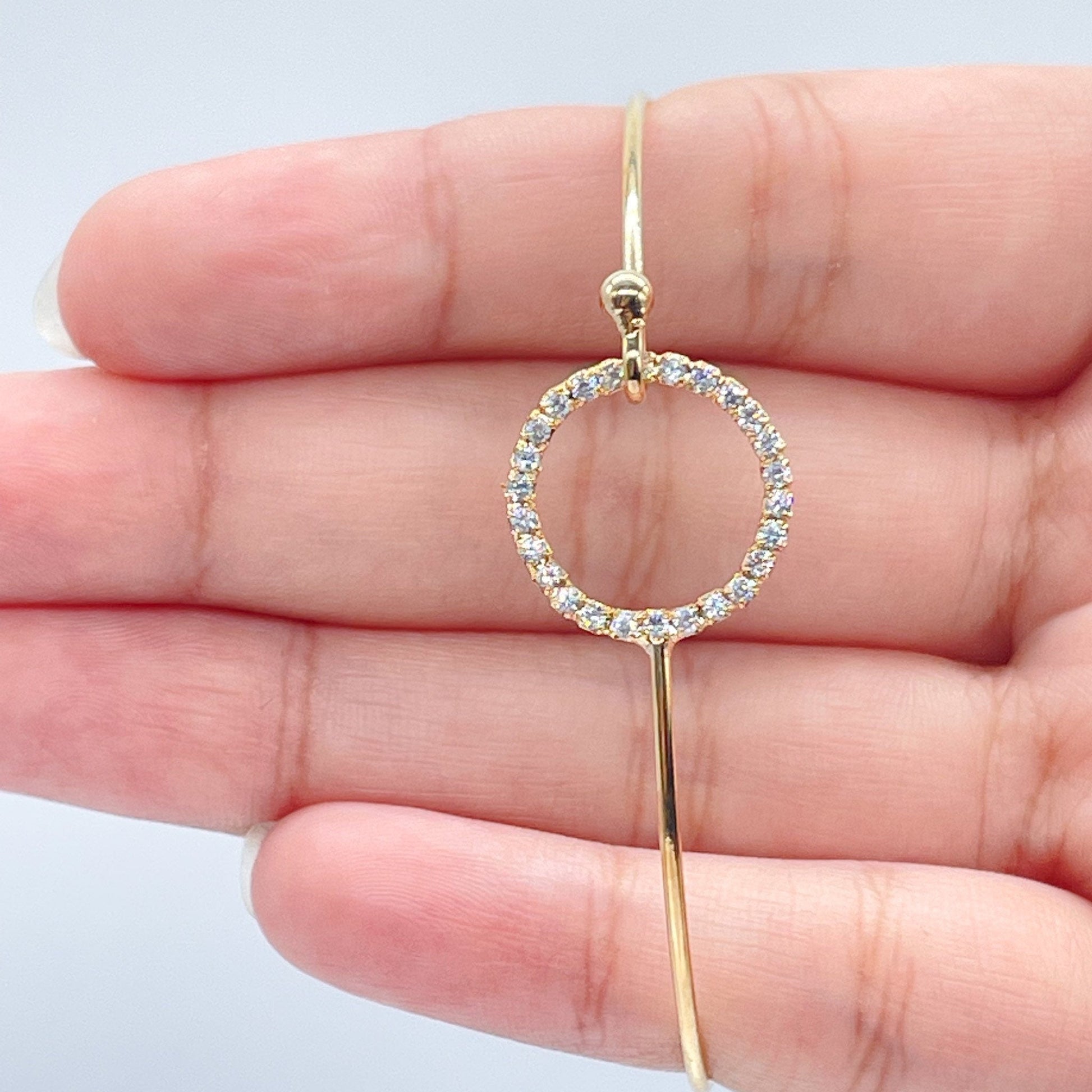 18k Gold Filled Dainty Cubic Zirconia Circle Or Star Bangle Wholesale Bracelet