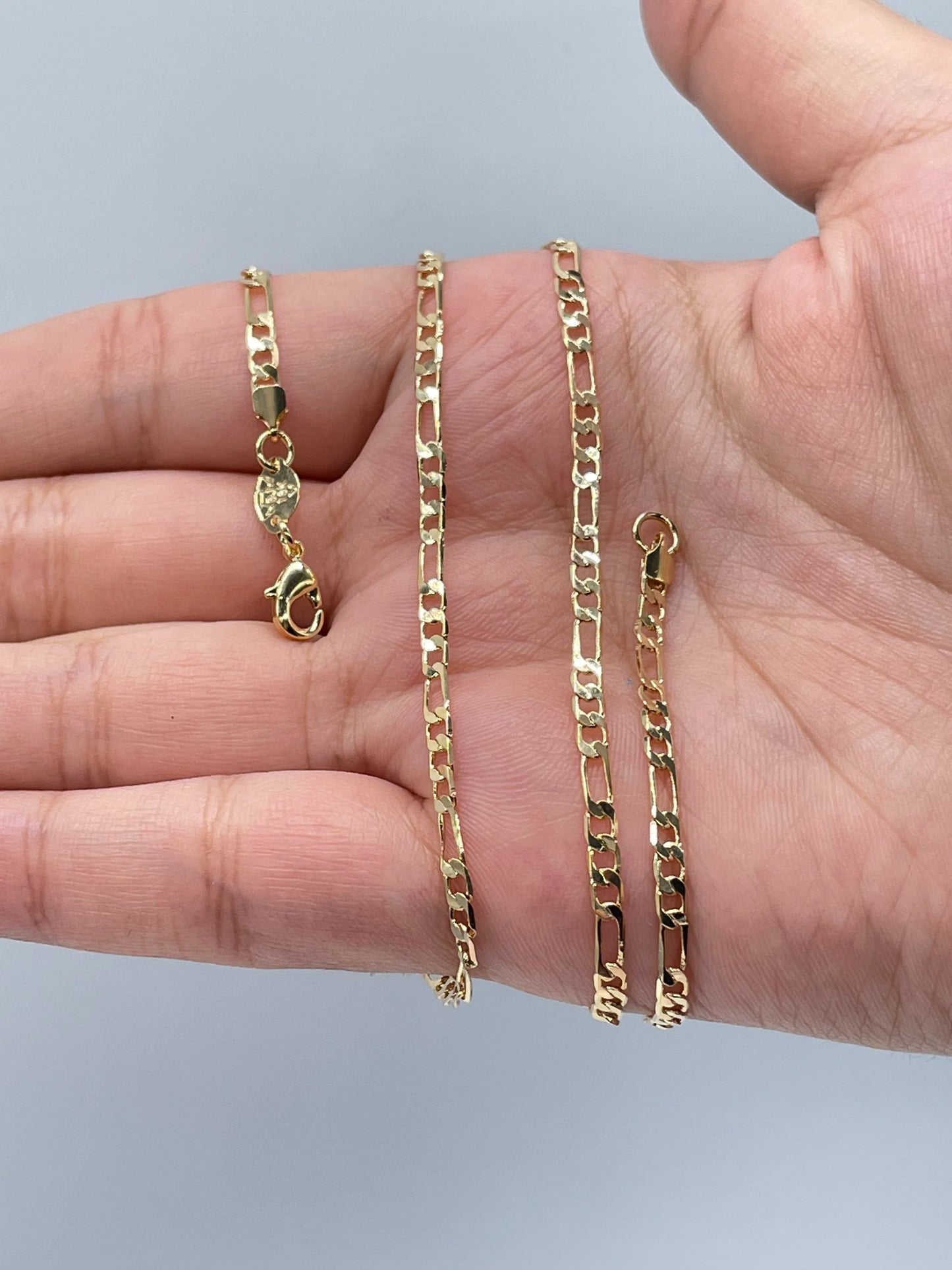 18k Gold Filled 3mm Figaro Link Chain  Necklace And Jewelry Supplies