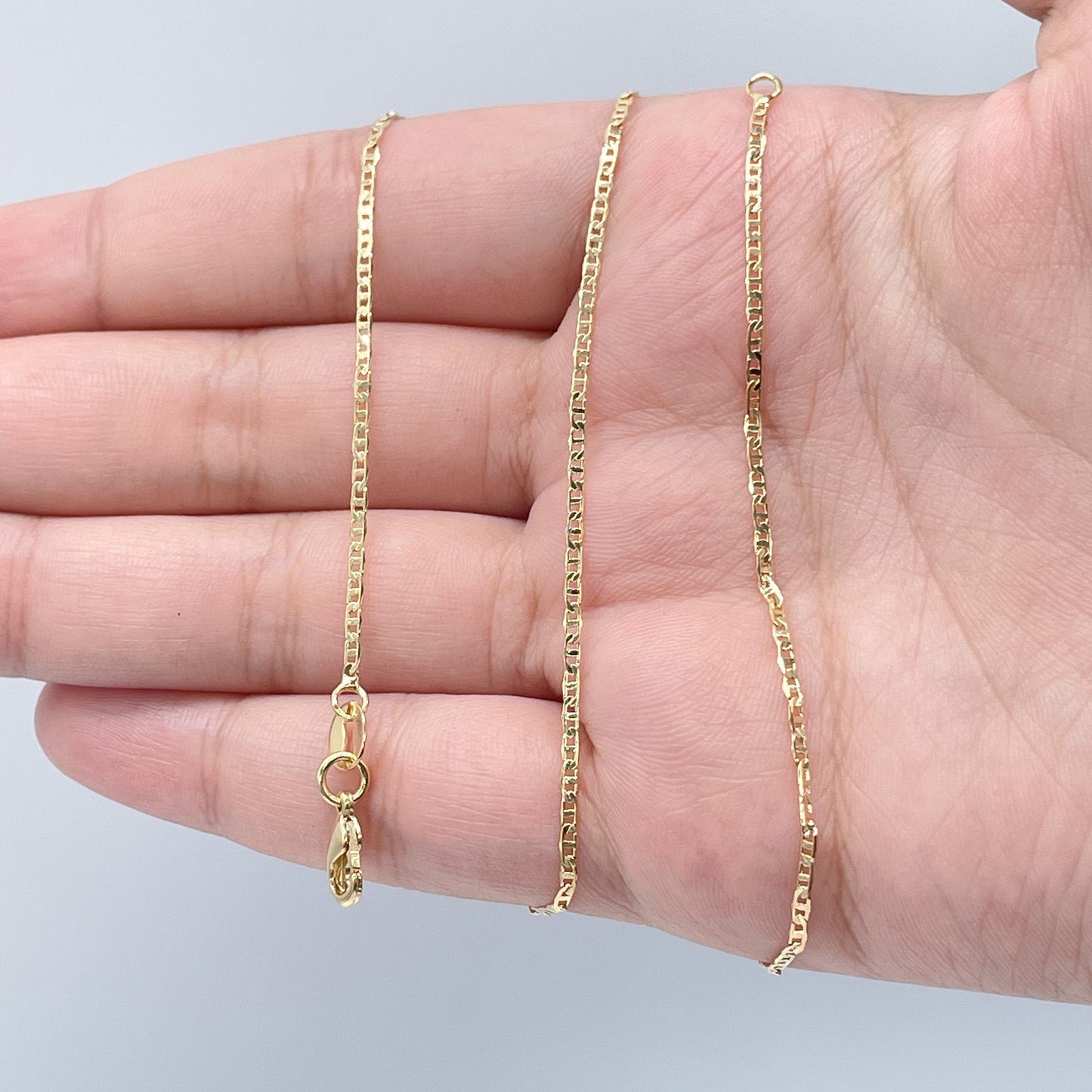 Very Delicate and Thin 18k Gold Filled 1.5mm Mariner Link Chain For Wholesale