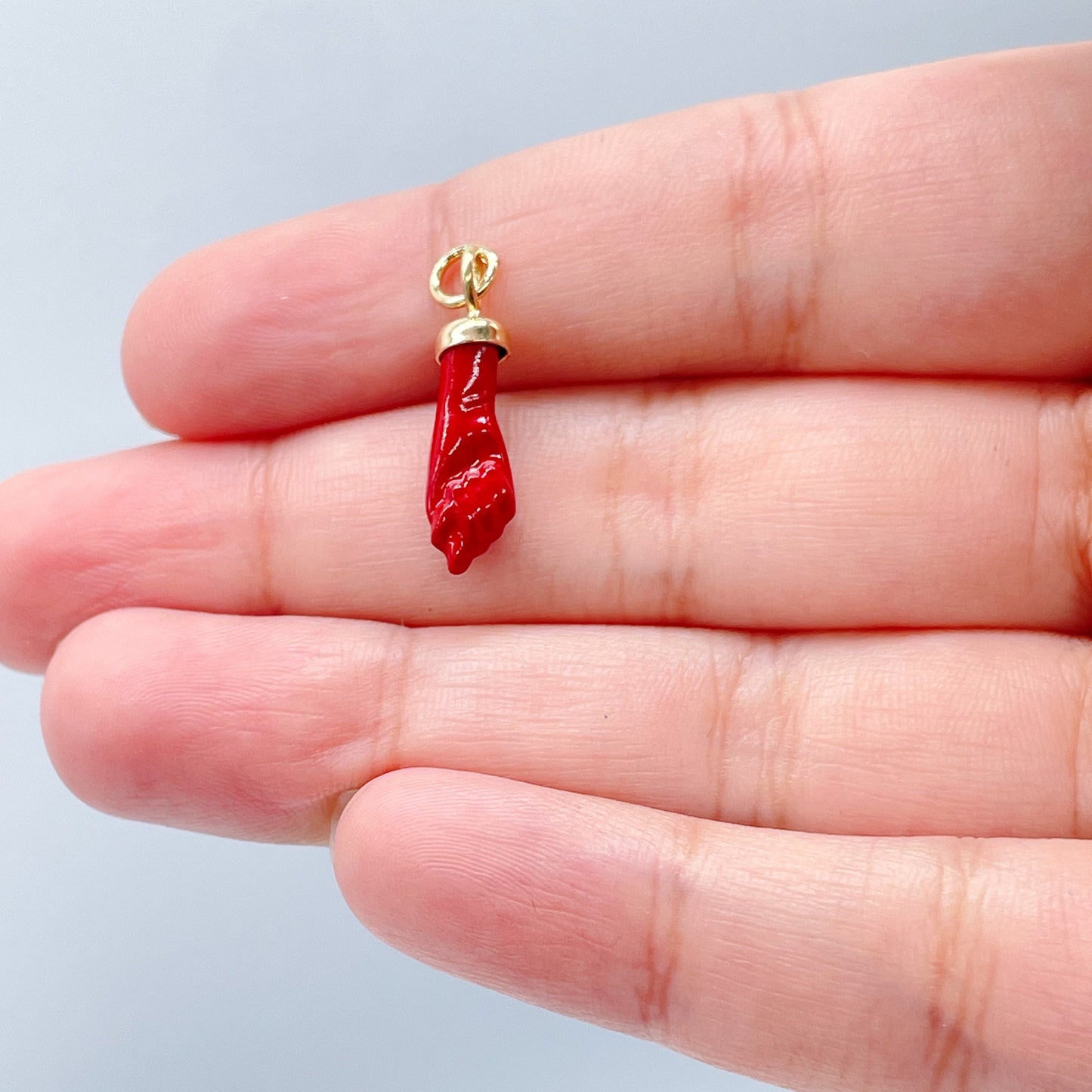 18k Gold Filled 15mm Protection "Figa" Charm In Blue, Red, Black Or White Colors