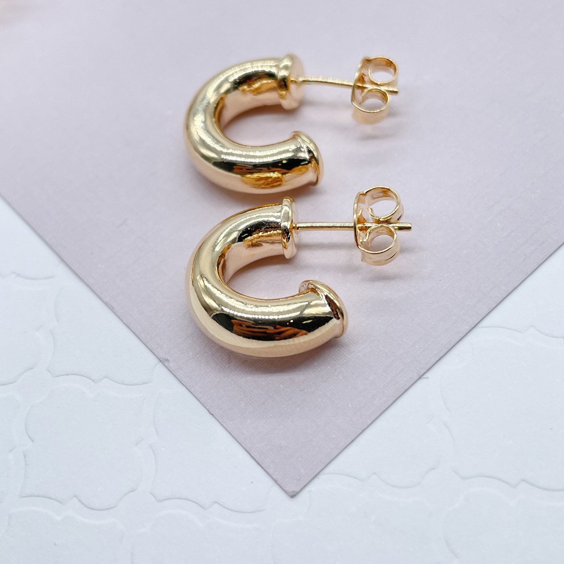 Thick 18k Gold Filled Plain 6mm Open Hoop Earrings