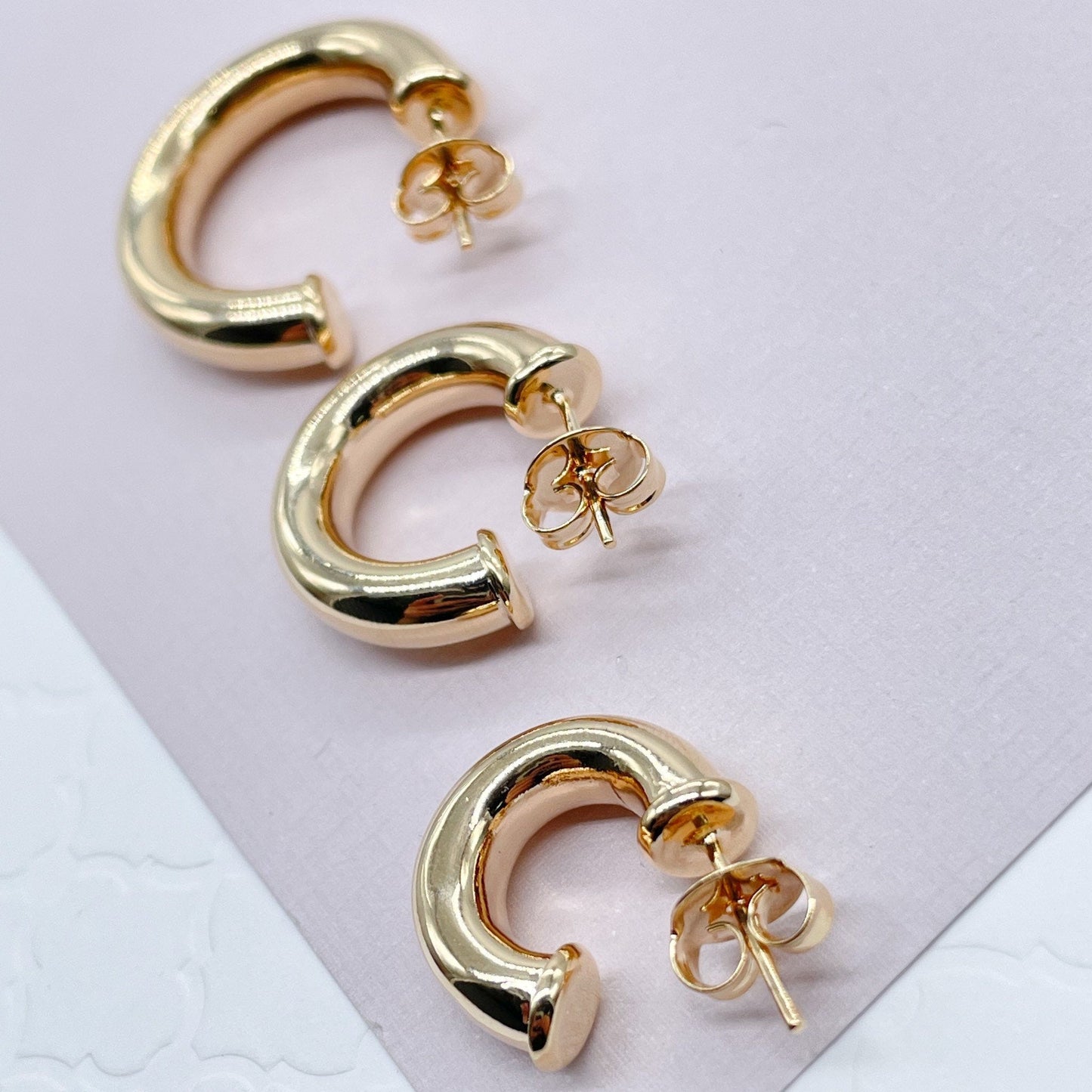 Thick 18k Gold Filled Plain 6mm Open Hoop Earrings