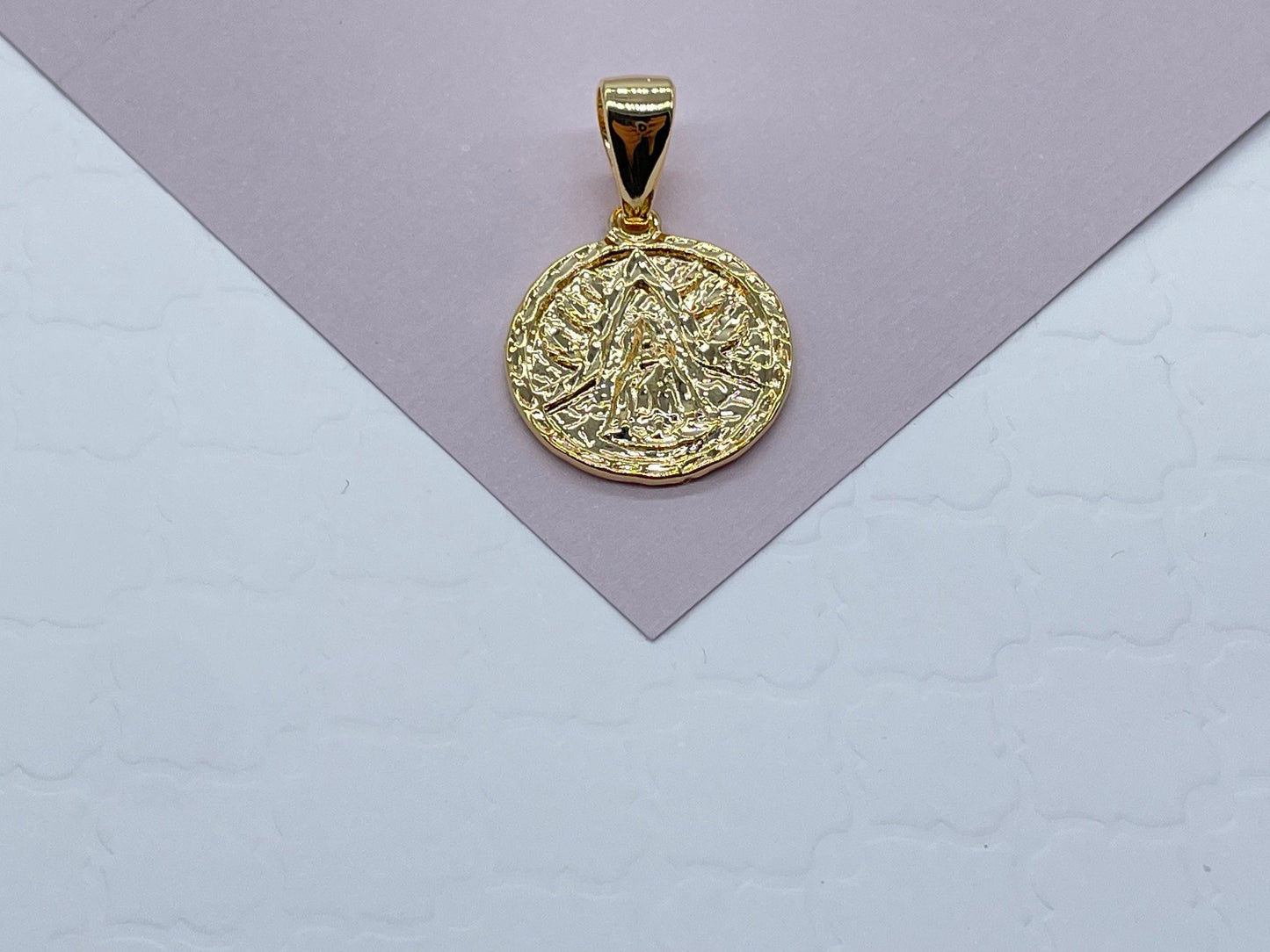 18k Gold Filled 15mm Our Lady of Charity Coin Pendant Catholic Gift Caridad