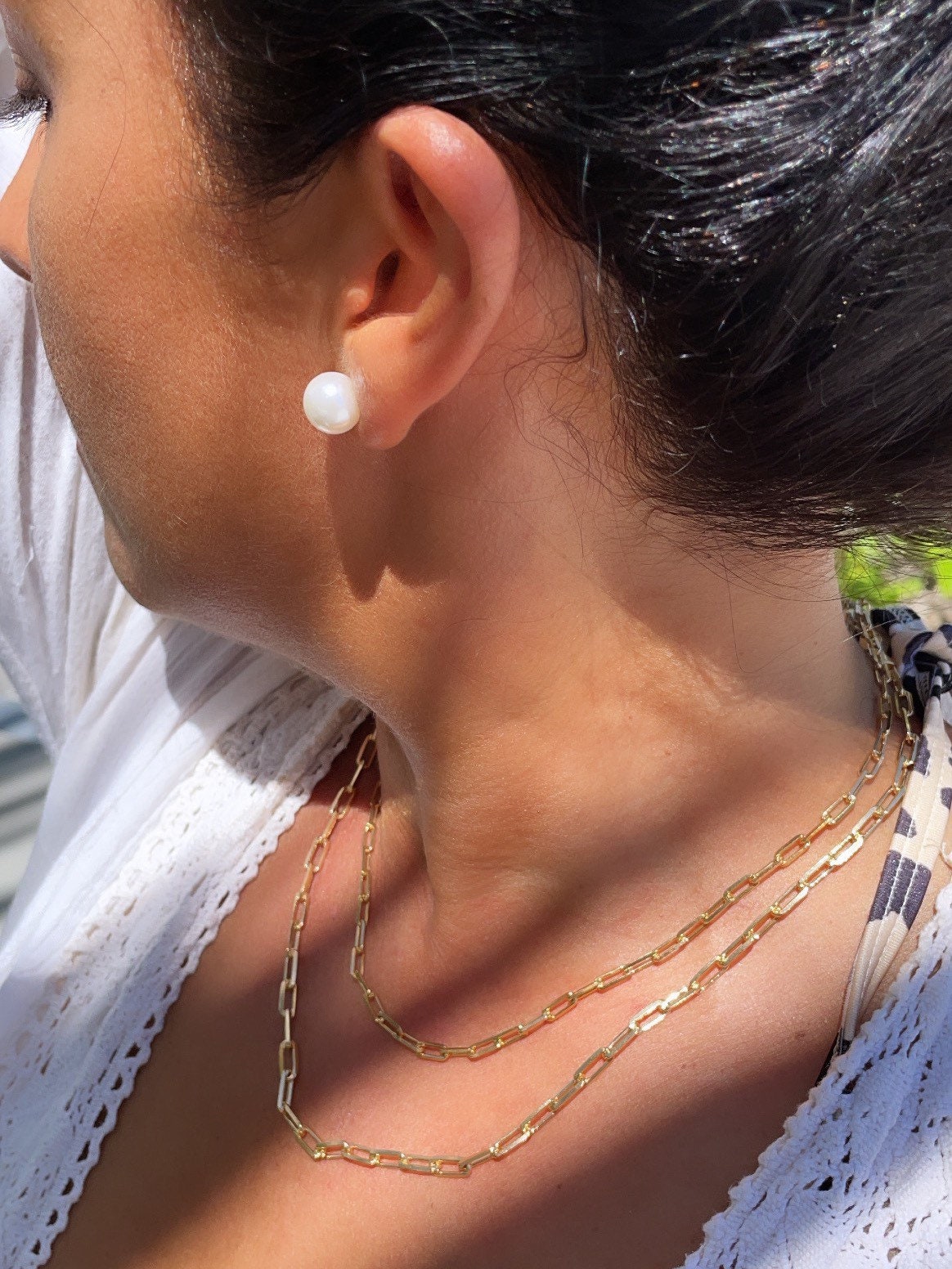 18k Gold Filled Paper Clip Chain 4mm Necklace