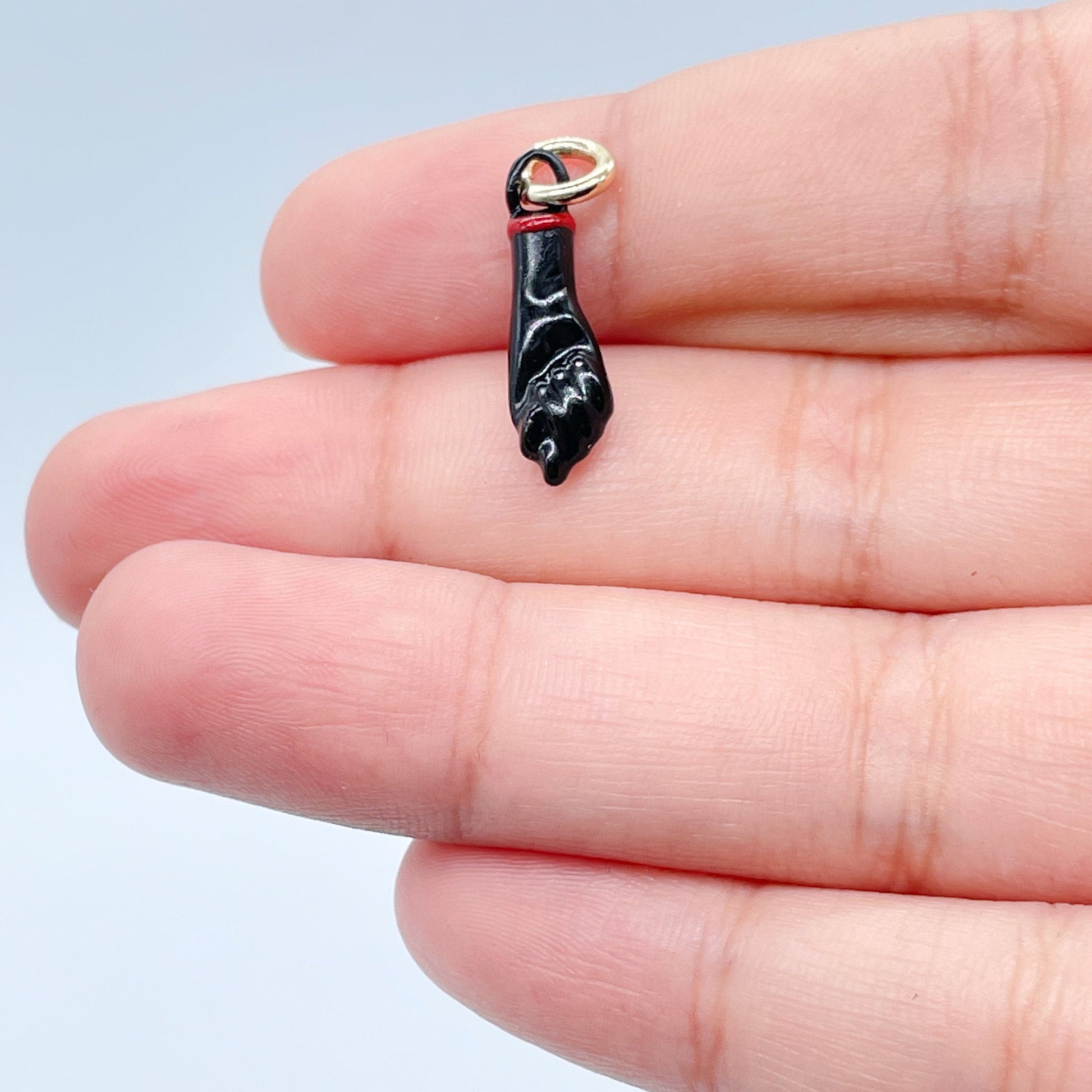 18k Gold Filled Figa Charm: Colorful Hand Pendant, Jewelry Making (15mm)