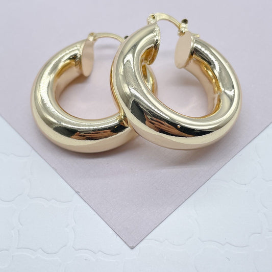 18k Gold Filled 8mm Thick Hoop Earrings, Chunk Gold Hoop, Fat Hoop Earrings