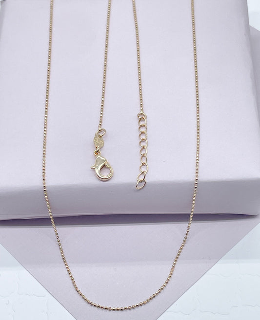 18k Gold Filled Ball Chain: 1mm Shiny Small Dots, Jewelry Making Supplies