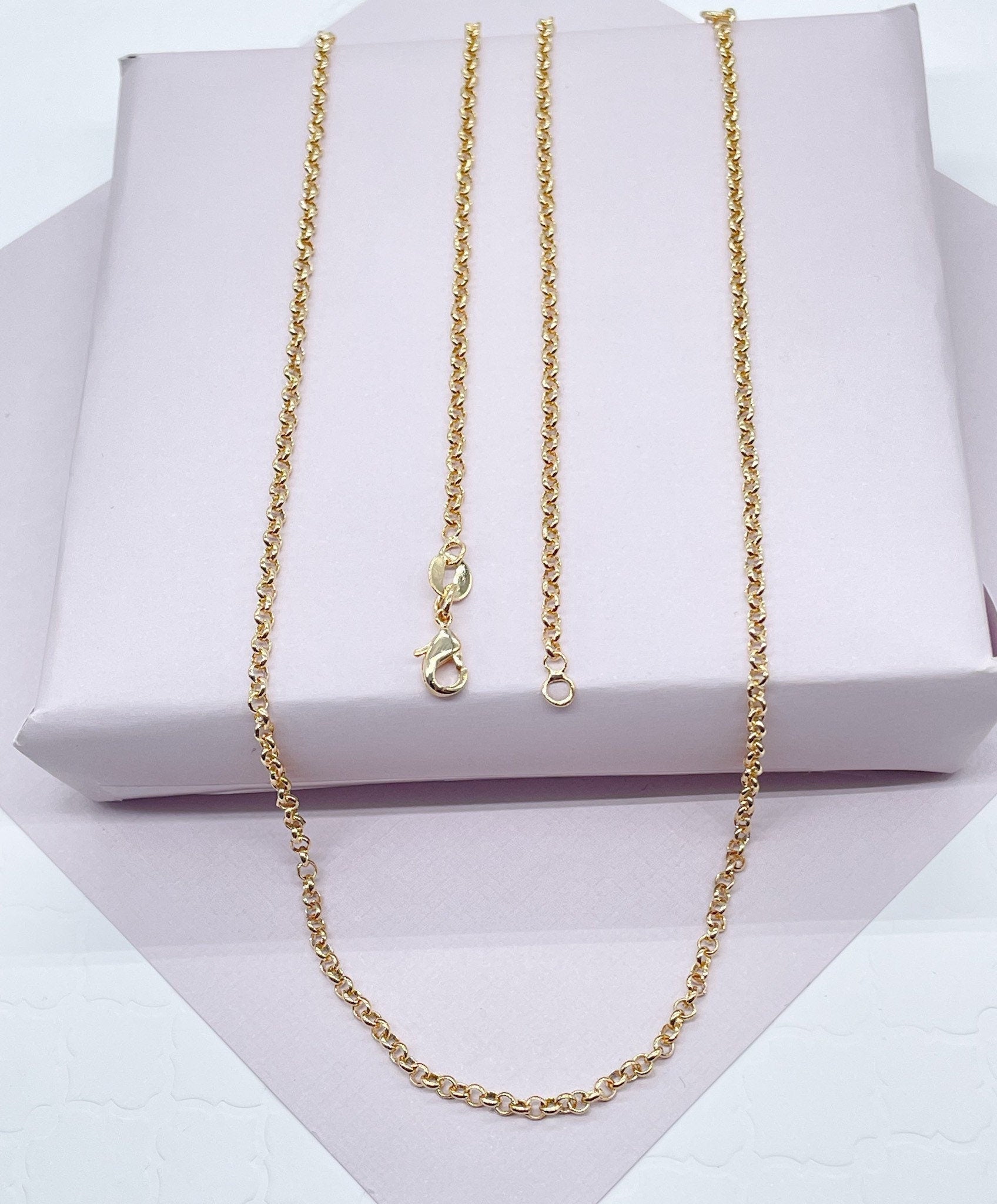 18k Gold Filled 2mm Cable Link Chain Dainty Necklace And Jewelry Making Supplies