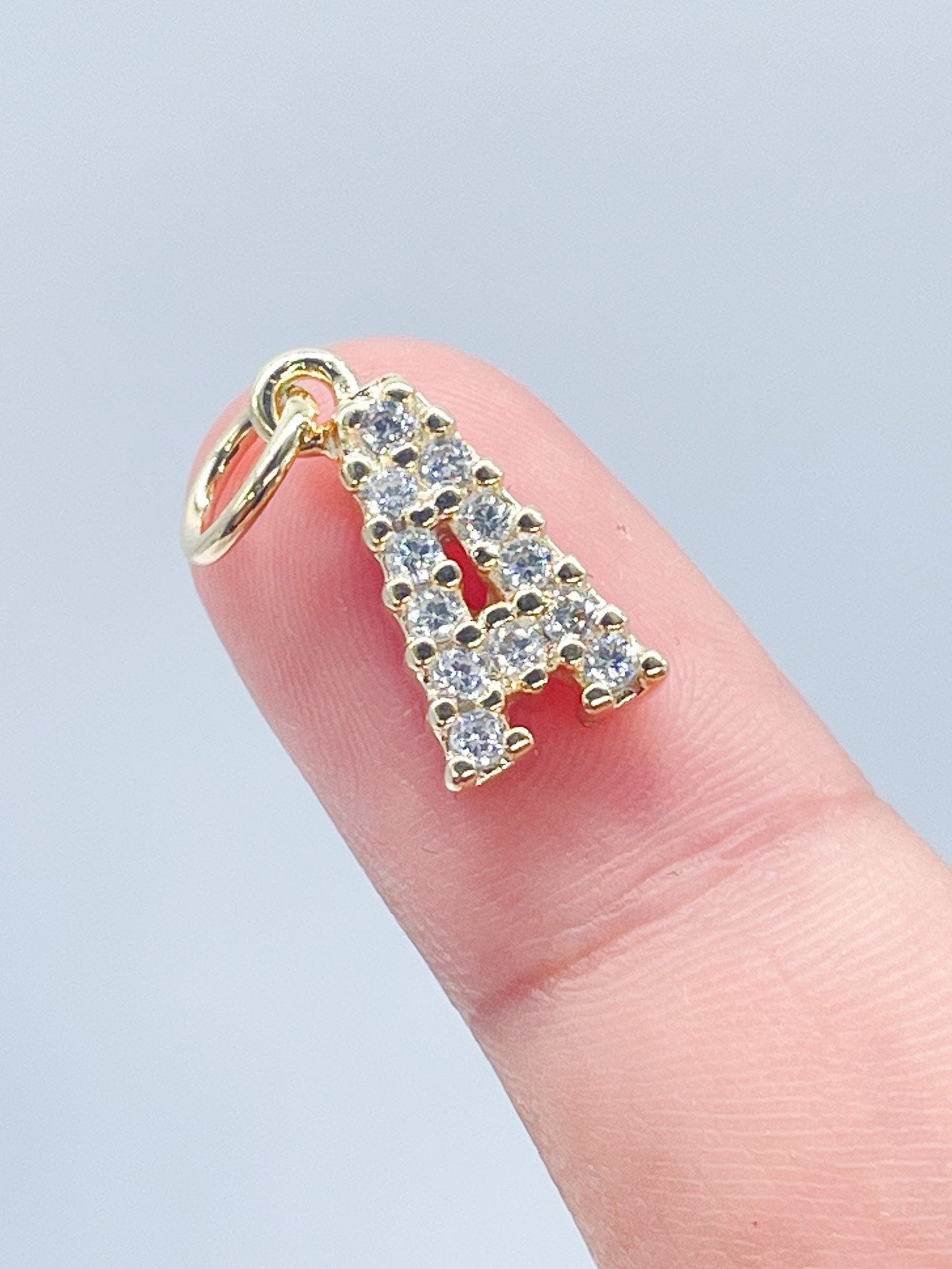 18k Gold Layered Cubic Zirconia Alphabet Letters Charms For Wholesale CZ Dainty