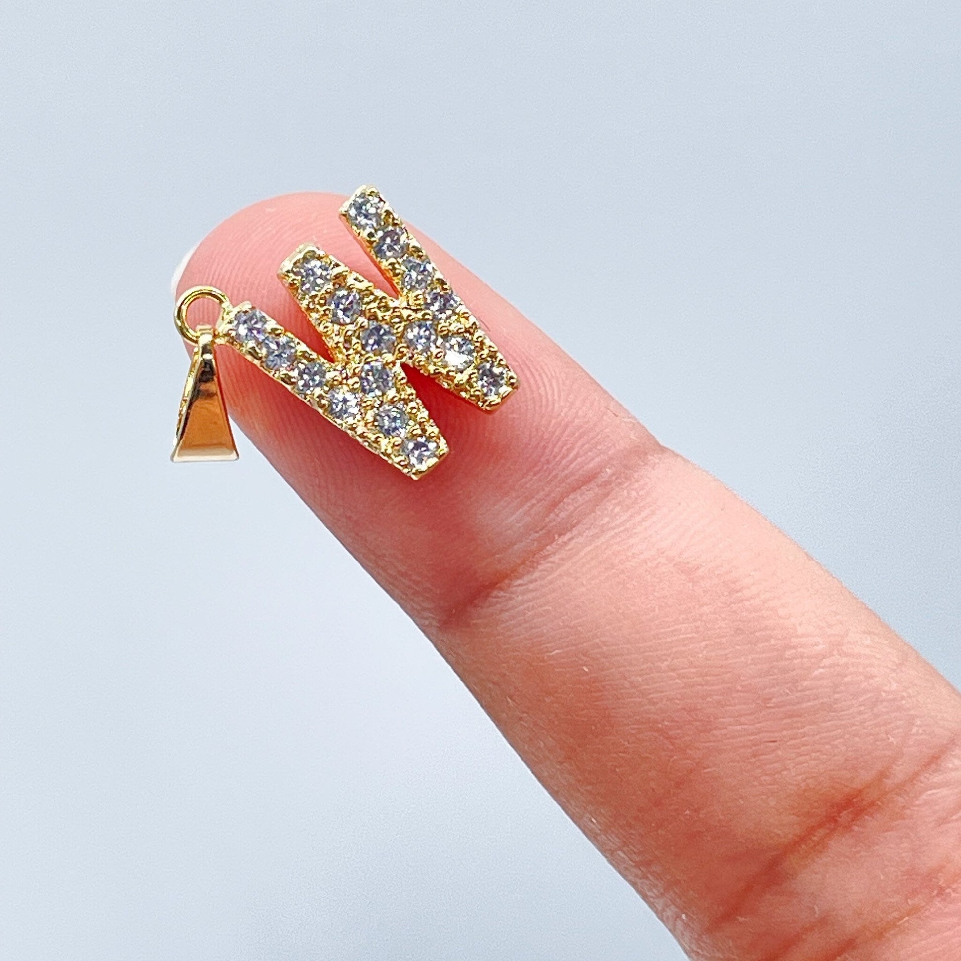 18k Gold Filled Cubic Zirconia Alphabet Letters Charms CZ Dainty Pendants