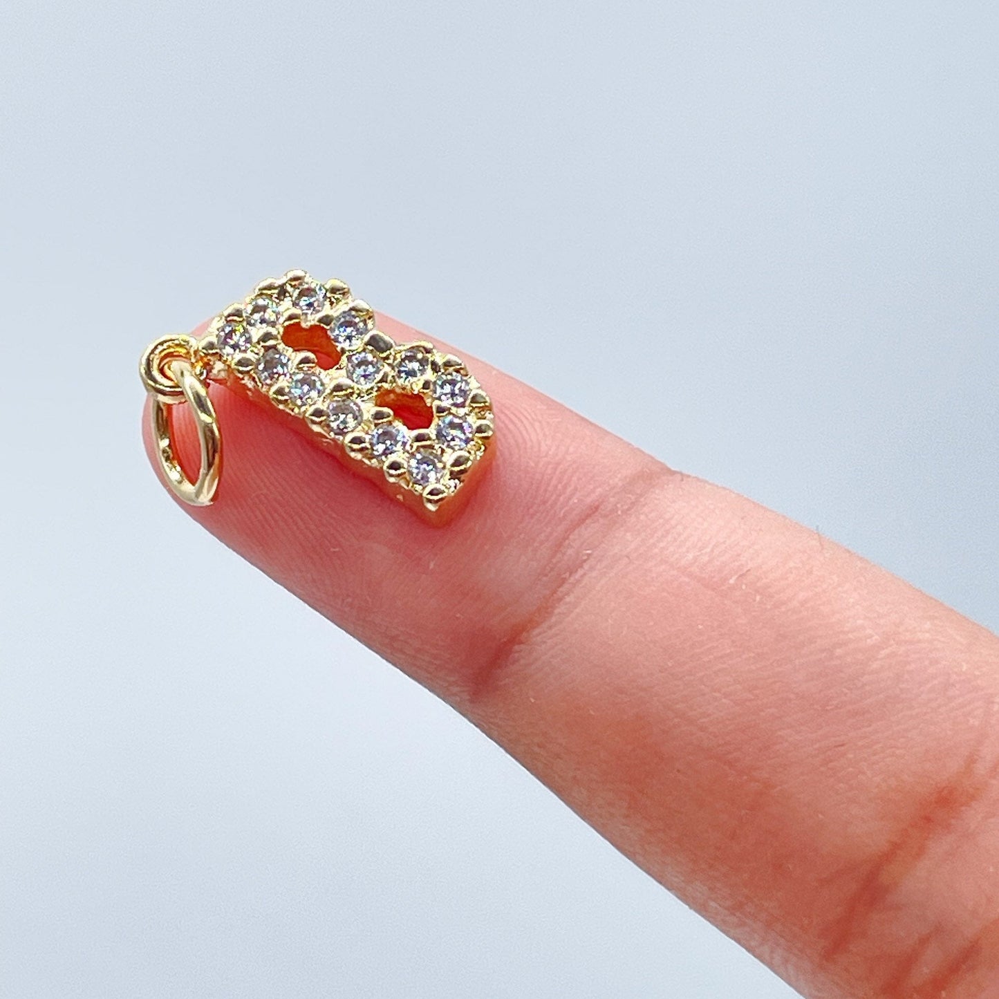 18k Gold Filled Cubic Zirconia Alphabet Letters Charms CZ Dainty Pendants