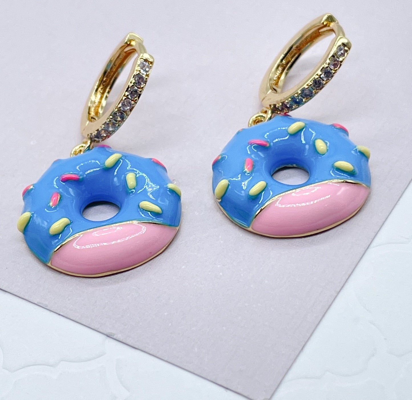 18K Gold Filled Colorful Donut Earrings Available In Different Colors And Tastes