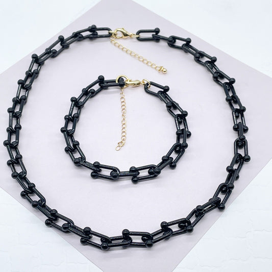 18k Gold Filled Colorful Enamel Bead Link Chain Set for Wholesale and Jewelry