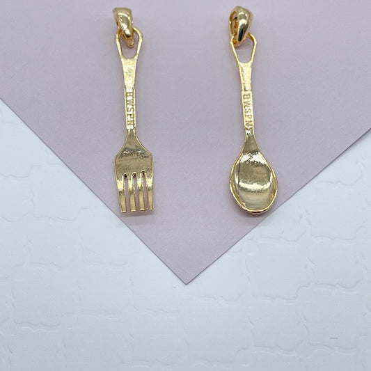 18k Gold Filled k & Spoon Charms, Dainty Spoon Pendant, Dainty k Pendant And Jewelry Making Supplies