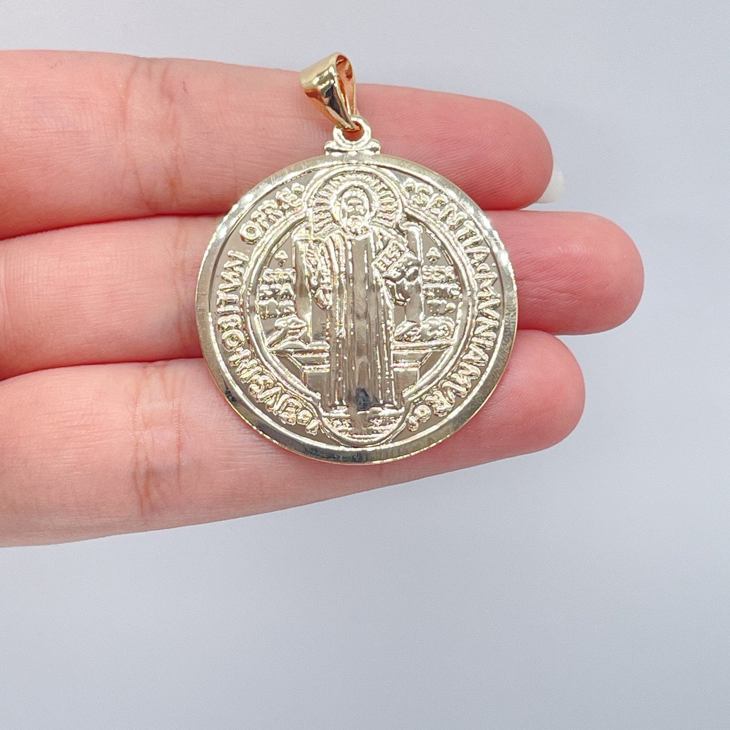 Double Sided 18k Gold Filled Saint Benedict Charm For Wholesale And Jewelry