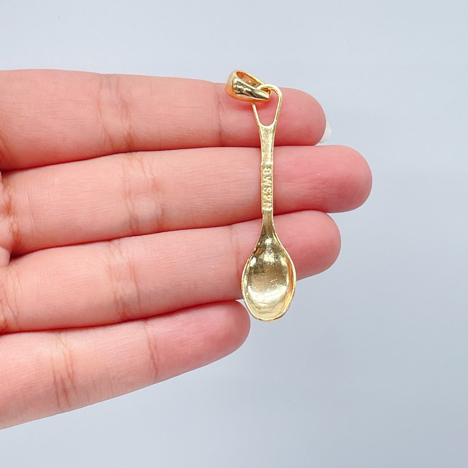 18k Gold Filled k & Spoon Charms, Dainty Spoon Pendant, Dainty k Pendant And Jewelry Making Supplies