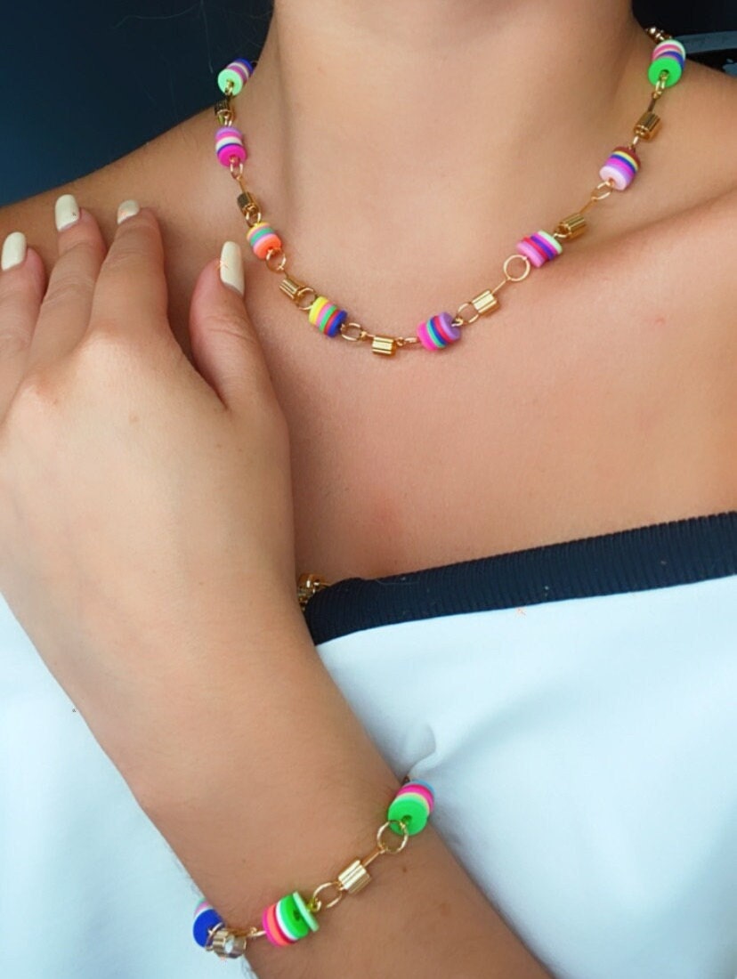 18k Gold Filled Colorful Flat Disk Set Colored Donuts Jewelry