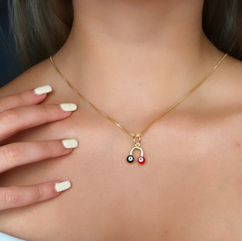 18k Gold Filled Colorful Evil Eye Enamel Pendant For Protection Wholesale