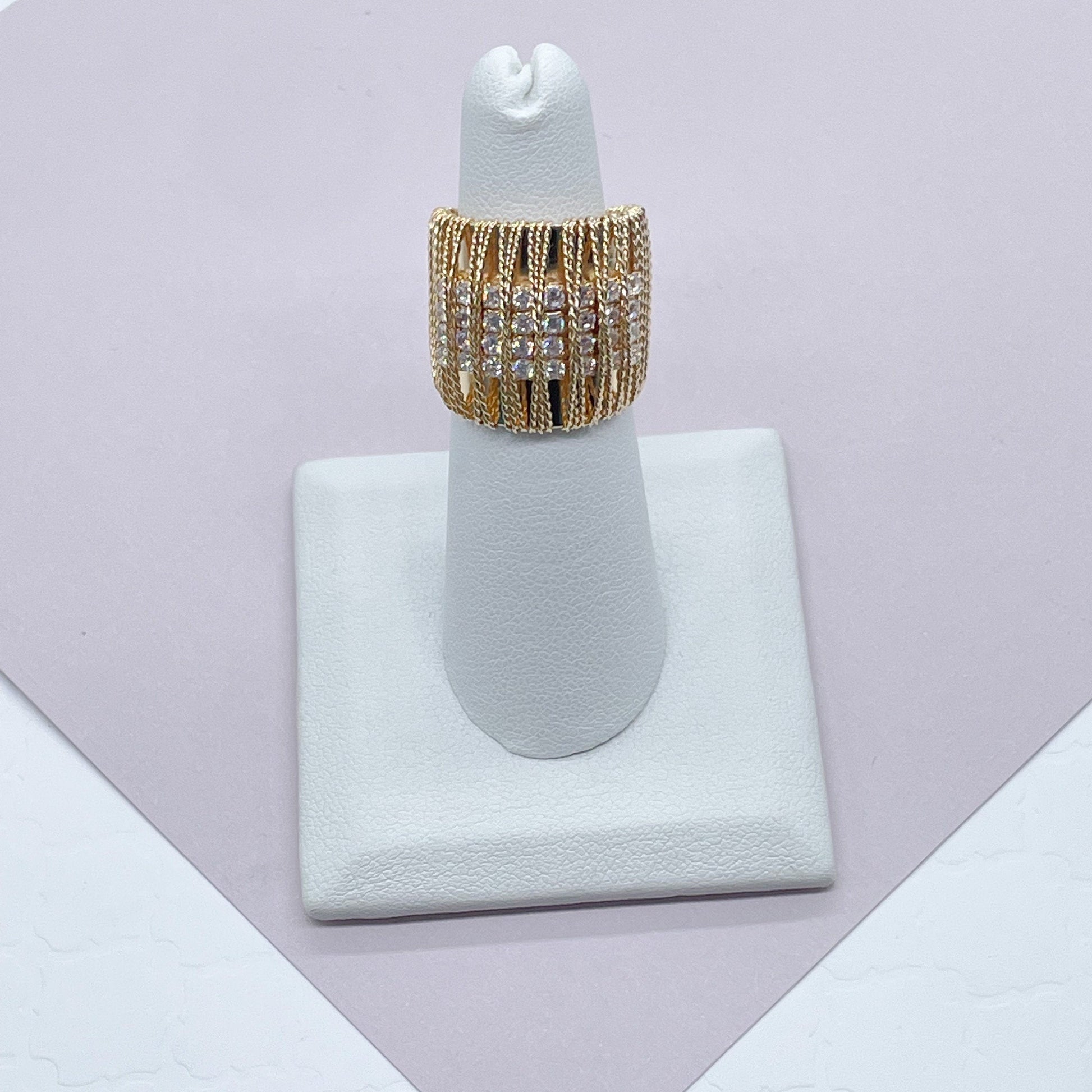 18k Gold Filled Chunky Ring with Cubic Zirconia