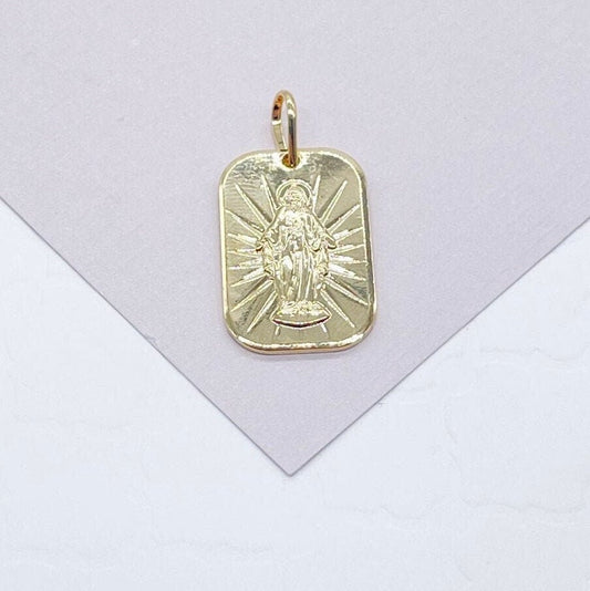 18k Gold Layered Jesus Plate Charm With Diamond Cut Detail   And Jewelry Making Supplies Dainty Pendant