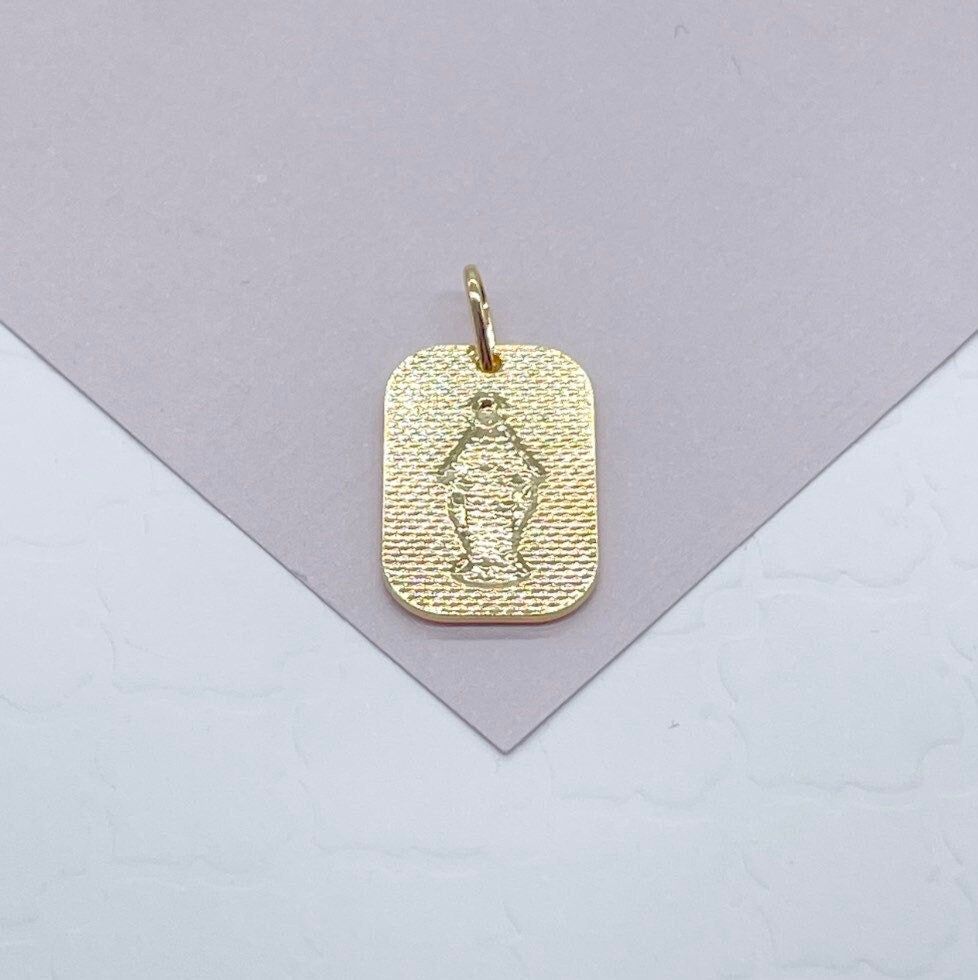 18k Gold Filled Jesus Plate Charm With Diamond Cut Detail For Wholesale And