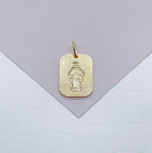 18k Gold Filled Jesus Plate Charm With Diamond Cut Detail For Wholesale And