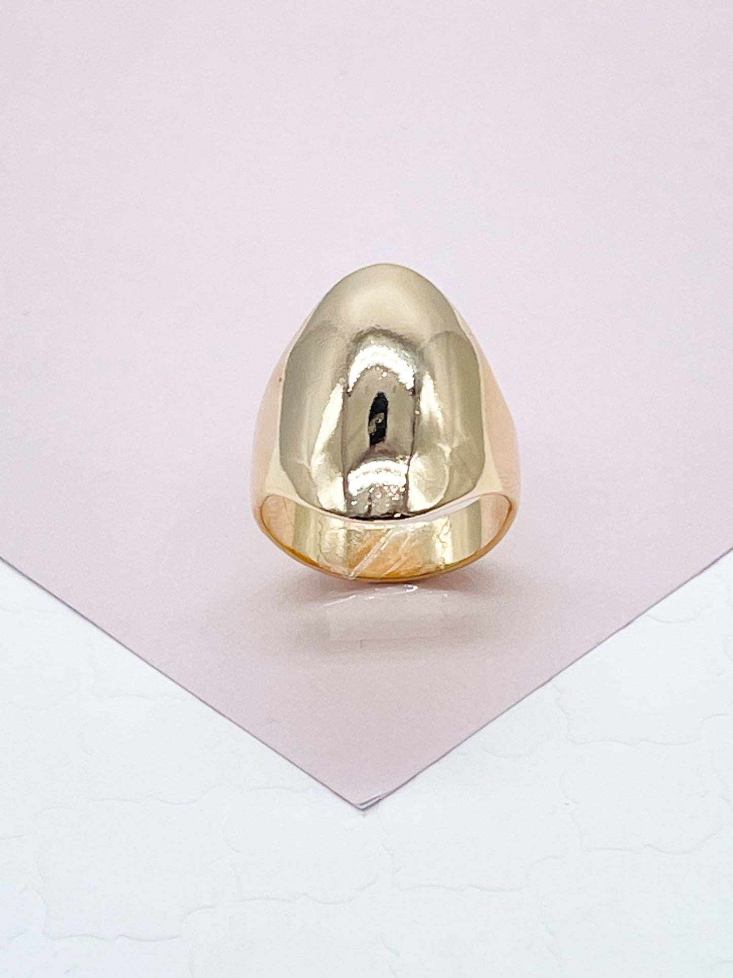 18k Gold Filled Chunky Plain Oval Band Ring