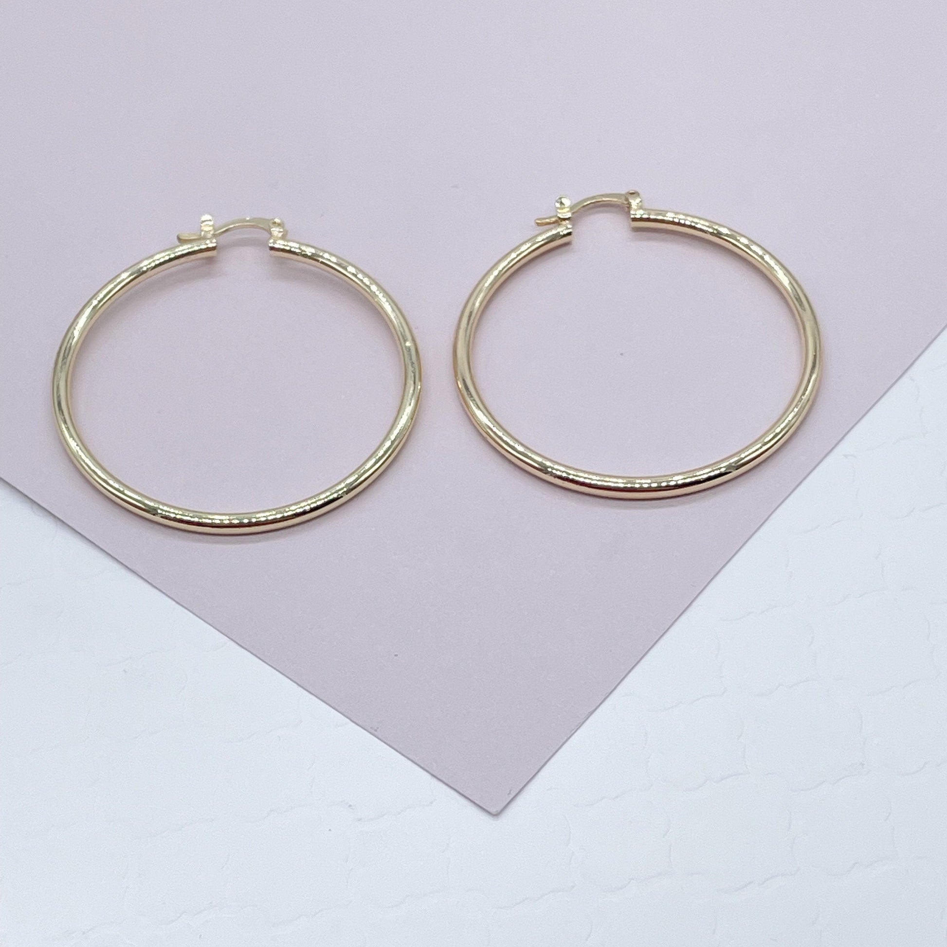 18k Gold Filled Plain Hoop Earrings Available Small, Medium, Large Sizes For the