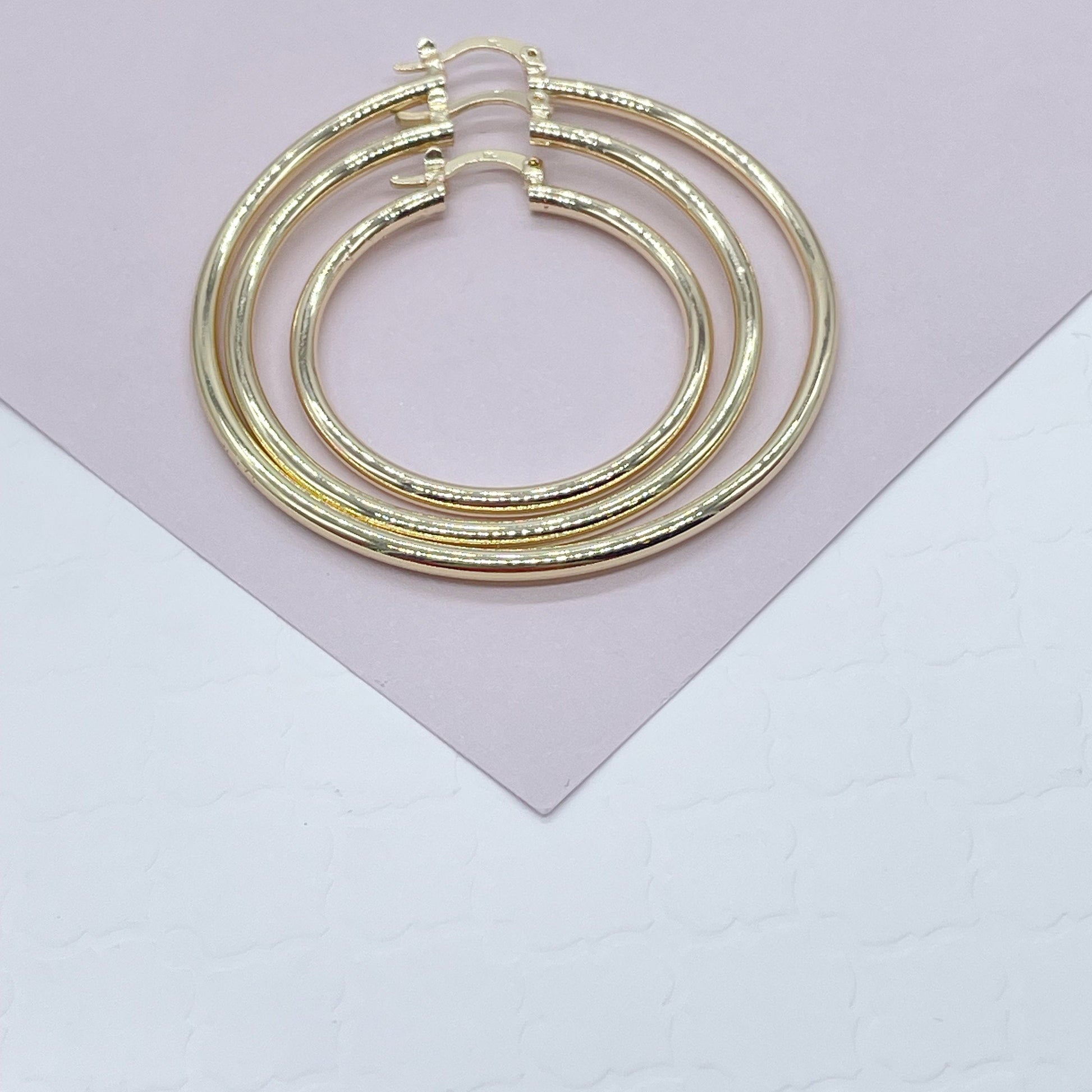 18k Gold Filled Plain Hoop Earrings Available Small, Medium, Large Sizes For the