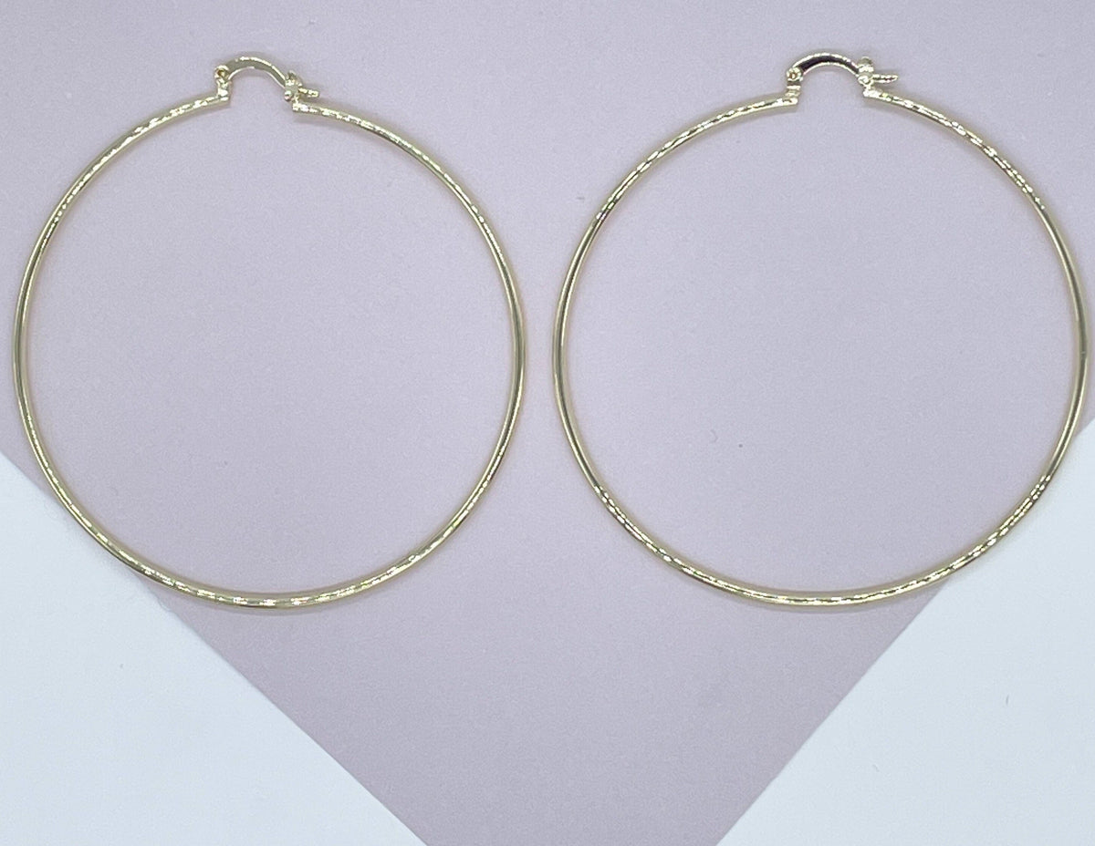 18k Gold Filled Ultra Thin Hoop Earrings: 2mm Thickness